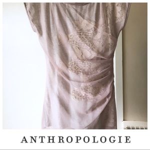 Anthropologie Bordeaux Pink Overlay Lace Top